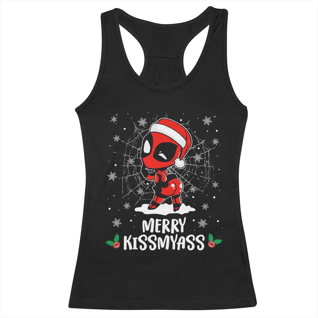 Funny Christmas Racerback Tank Top Merry Kissmyass Cute Spider-Women Santa Sarcastic Xmas