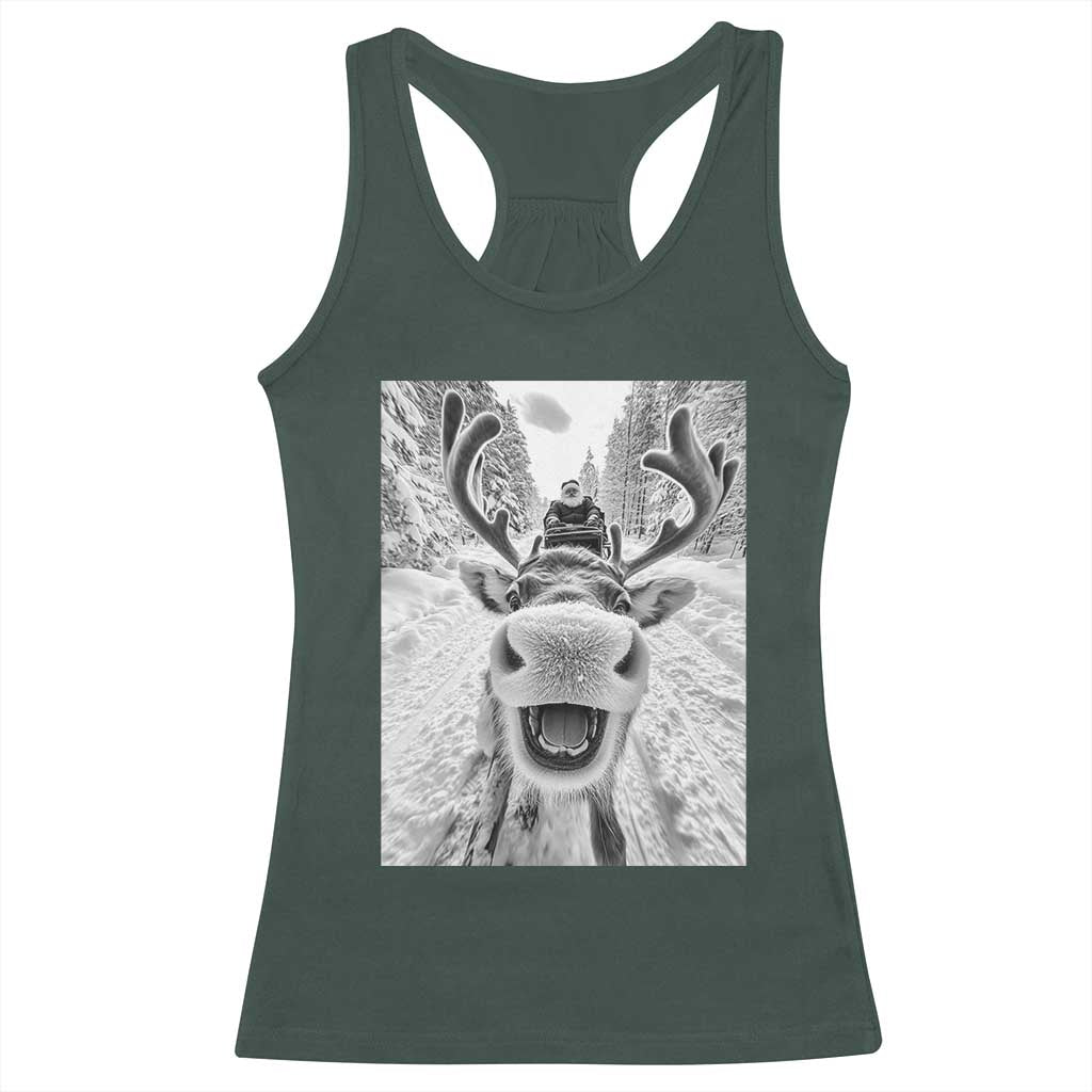 Funny Reindeer Selfie Christmas Racerback Tank Top