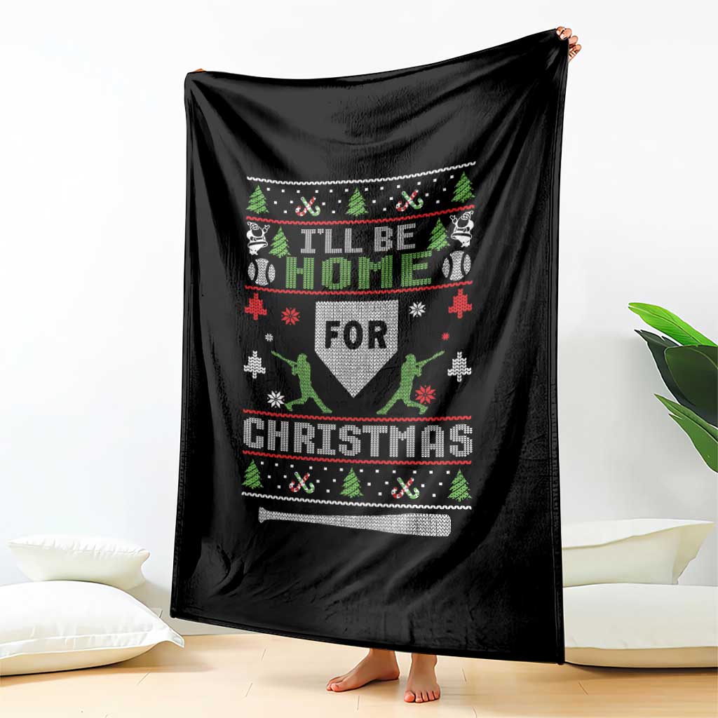 Baseball Ugly Christmas Throw Blanket I'll Be Home For Xmas - Wonder Print Shop