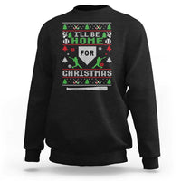 Baseball Ugly Christmas Sweatshirt I'll Be Home For Xmas - Wonder Print Shop