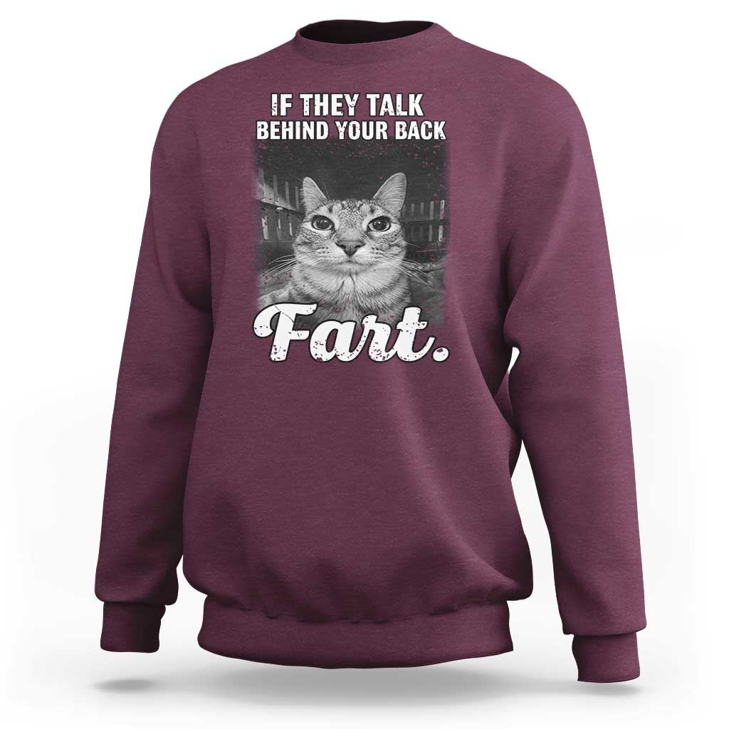 If They Talk Behind Your Back Fart Sweatshirt Cat Meme Funny Oddly Specific
