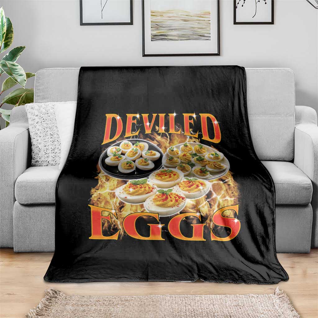 Deviled Eggs Throw Blanket Vintage 90s Thanksgiving Funny Foodie Bootleg Graphic