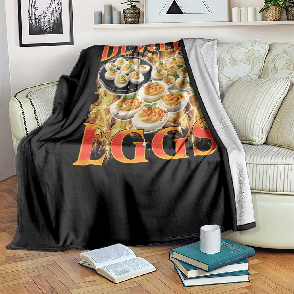 Deviled Eggs Throw Blanket Vintage 90s Thanksgiving Funny Foodie Bootleg Graphic