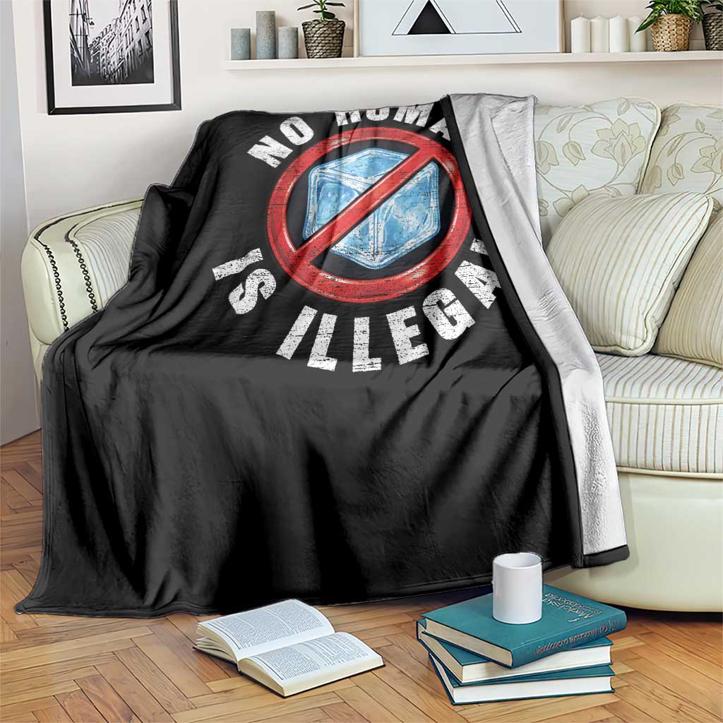 Abolish Ice No Human is Illegal Throw Blanket Retro Protest Subtle FDT