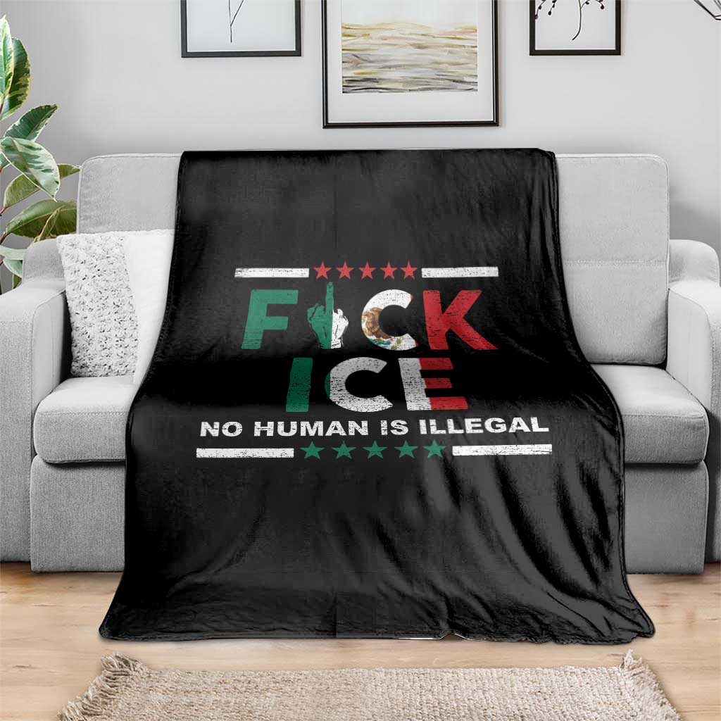 Fck Ice Throw Blanket Mexico Flag Mexican Immigrant Anti Immigration Enforcement