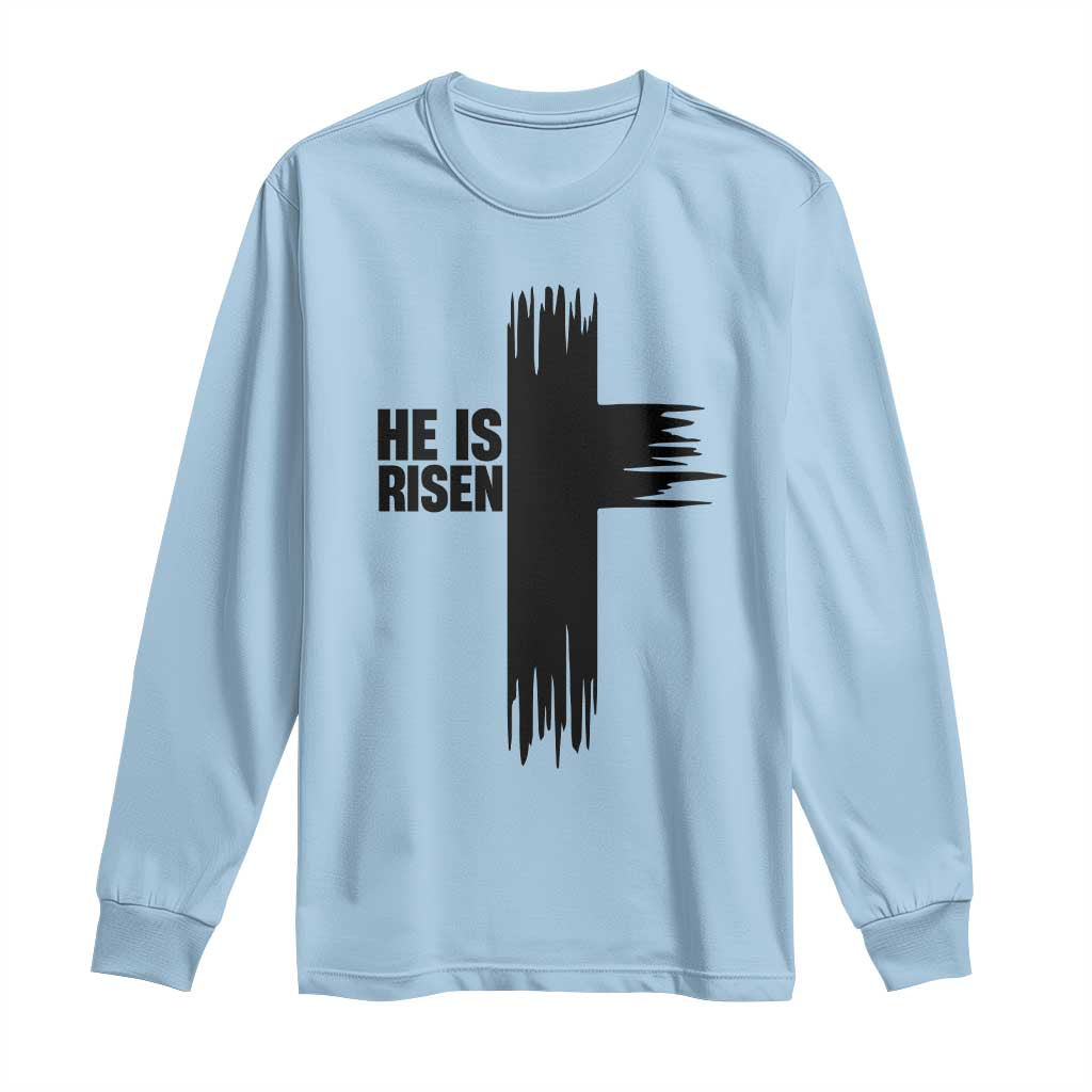 He Is Risen Long Sleeve Shirt Christian Easter Cross