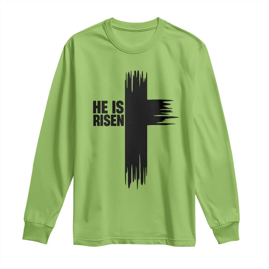 He Is Risen Long Sleeve Shirt Christian Easter Cross