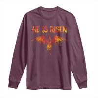He Is Risen Long Sleeve Shirt Phoenix Christian Jesus Resurrection Cross - Wonder Print Shop