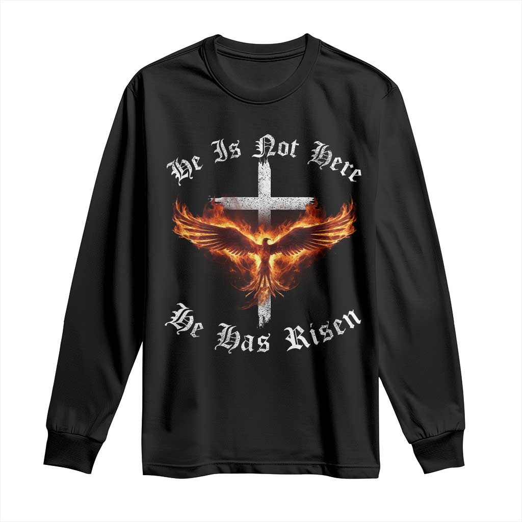 Easter Jesus Has Risen Long Sleeve Shirt Christian Religious Phoenix Resurrection Cross - Wonder Print Shop