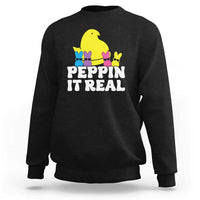 Easter Bunny Sweatshirt Peepin It Real Rabbit Candy Easter - Wonder Print Shop