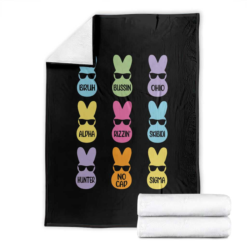 Easter Bruh Throw Blanket Gen Alpha Slang Skibidi Rizz Cute Bunny - Wonder Print Shop