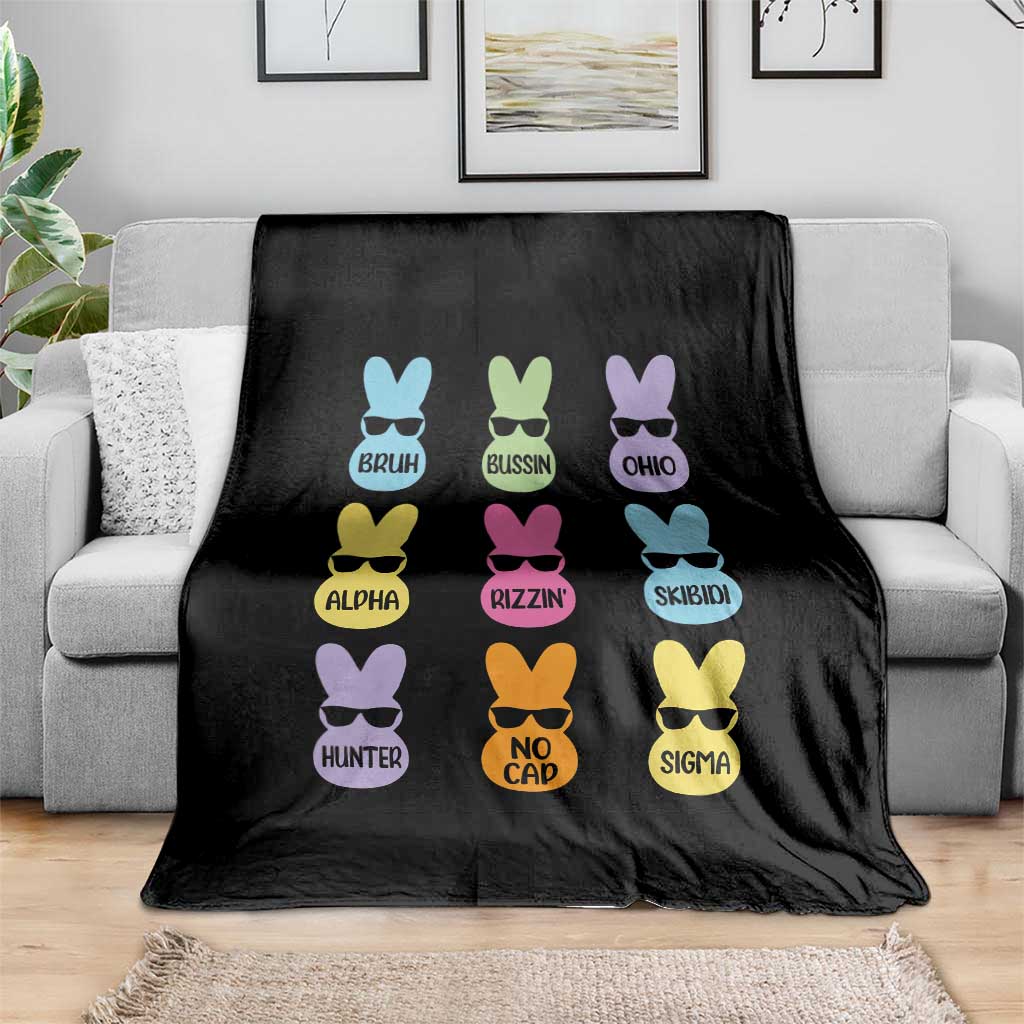 Easter Bruh Throw Blanket Gen Alpha Slang Skibidi Rizz Cute Bunny - Wonder Print Shop