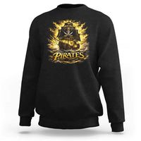 Pirate Lovers Sweatshirt Vintage Golden Pirate Ship Skull Graphic