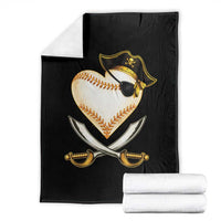 Baseball Pirate Throw Blanket Baseball Heart With Skull