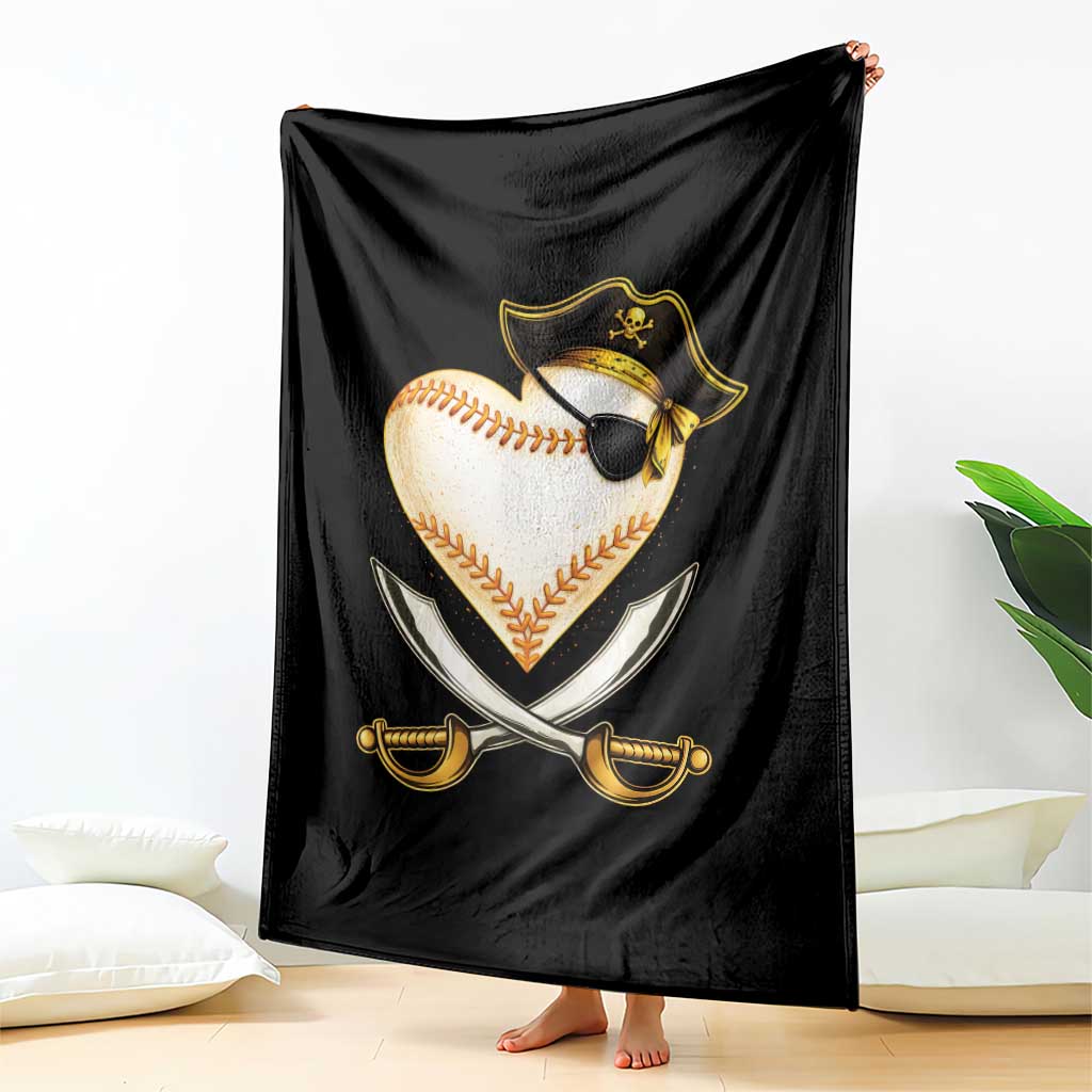 Baseball Pirate Throw Blanket Baseball Heart With Skull
