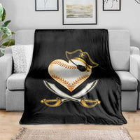 Baseball Pirate Throw Blanket Baseball Heart With Skull