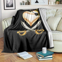 Baseball Pirate Throw Blanket Baseball Heart With Skull