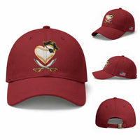 Baseball Pirate Baseball Cap Baseball Heart With Skull