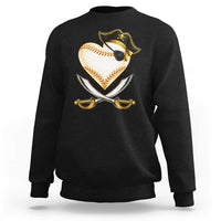 Baseball Pirate Sweatshirt Baseball Heart With Skull
