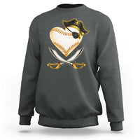 Baseball Pirate Sweatshirt Baseball Heart With Skull