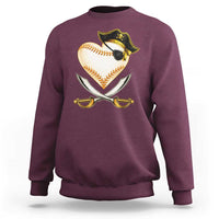 Baseball Pirate Sweatshirt Baseball Heart With Skull