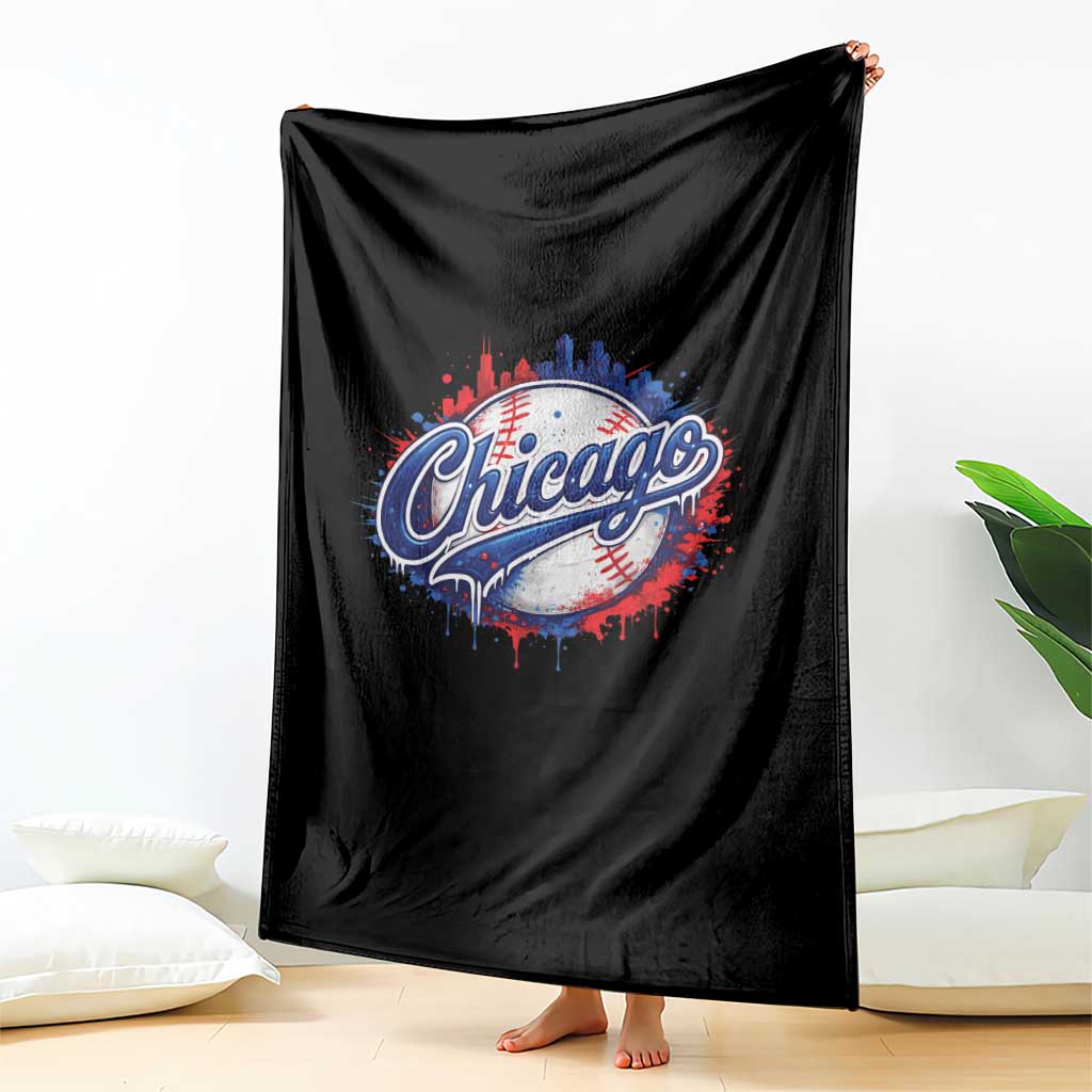 Chicago Pride Dripping Baseball Graphic Throw Blanket