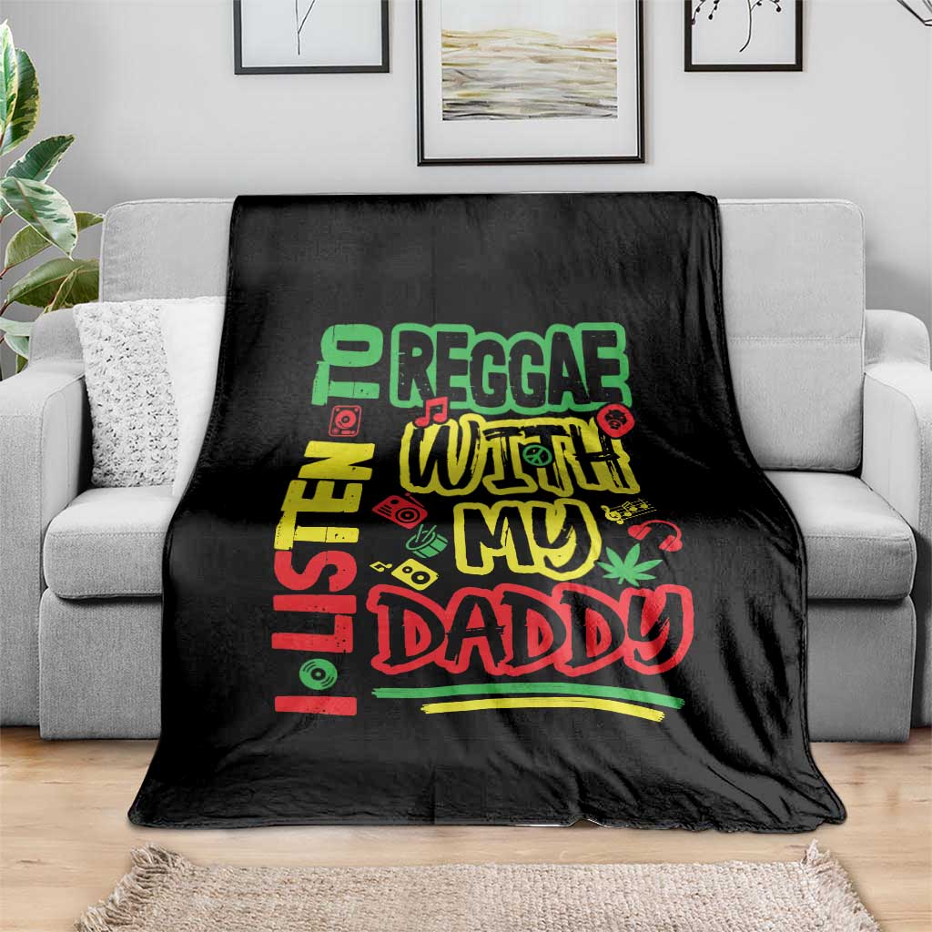 Rasta Baby Throw Blanket I Listen to Reggae with My Daddy - Wonder Print Shop