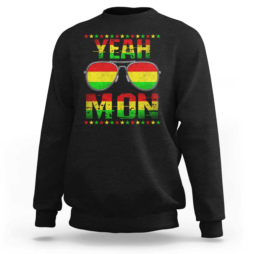 Yeah Mon Jamaican Pride Sweatshirt Jamaican Vacation Jamaica Reggae Sunglasses - Wonder Print Shop
