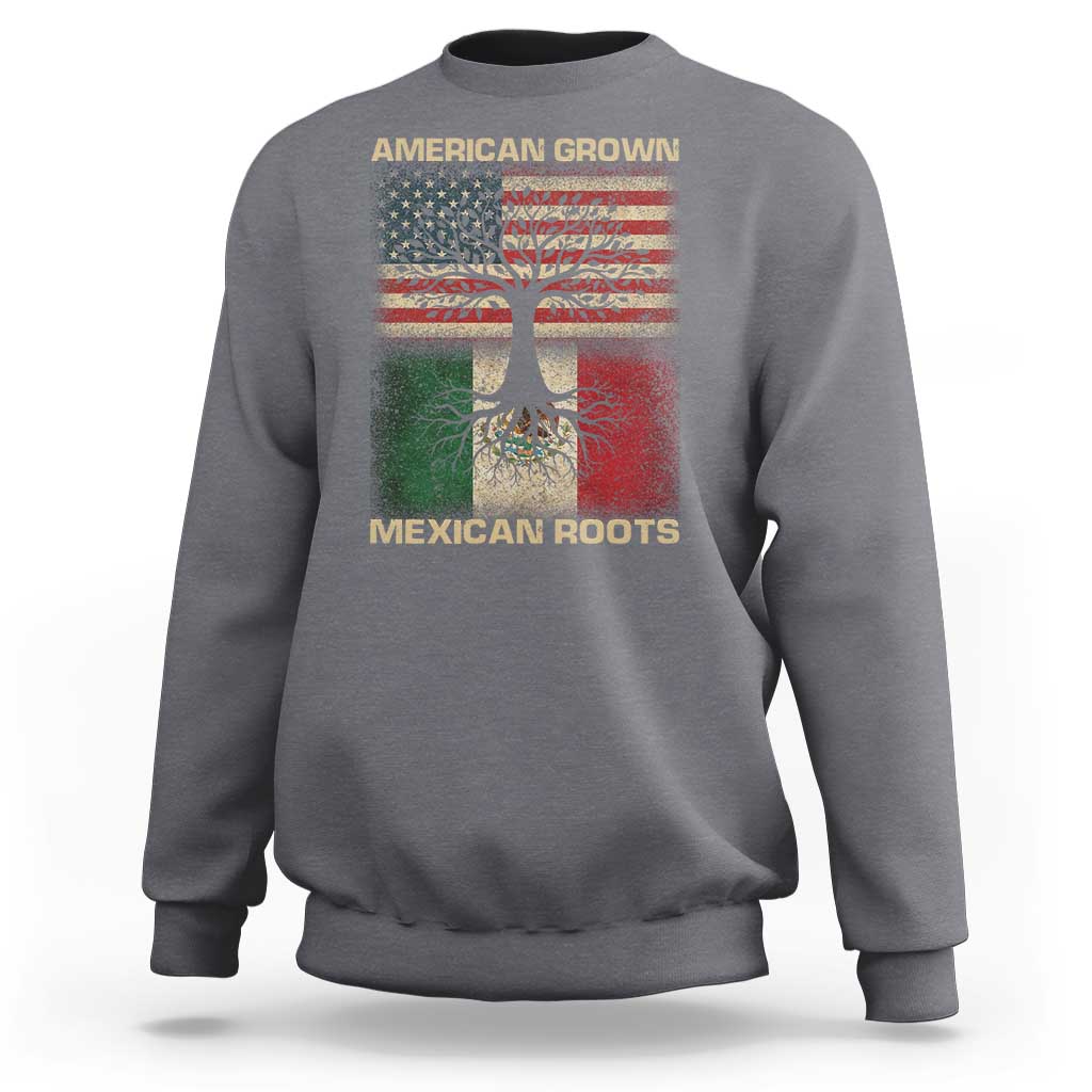 American Grown Mexican Roots Sweatshirt Retro Mexico America Flag