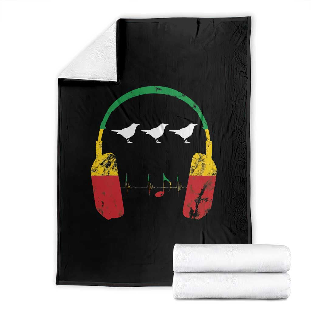Little Birds Throw Blanket Rastafari Rasta Reggae Music Headphones Jamaican Pride - Wonder Print Shop