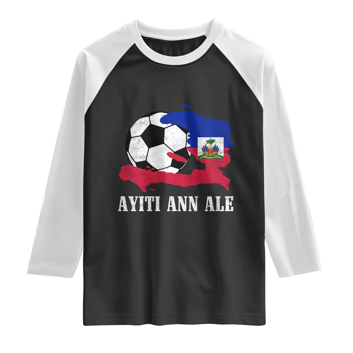 Ayiti Ann Ale Haiti Soccer Raglan Shirt Haitian Football Fan Pride Flag Graphic Caribbean Sports
