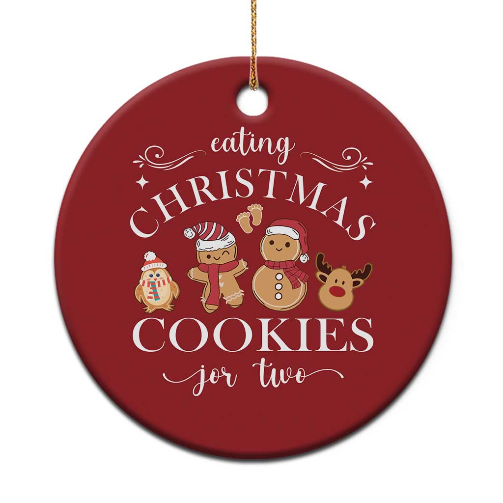 Pregnancy Announcement Christmas Ornament Eating Xmas Cookies For Two Maternity Gift - Wonder Print Shop