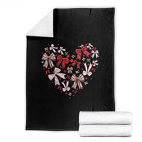 Coquette Valentine's Day Heart Bow Throw Blanket