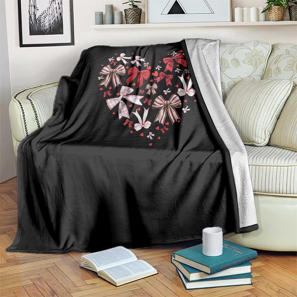Coquette Valentine's Day Heart Bow Throw Blanket