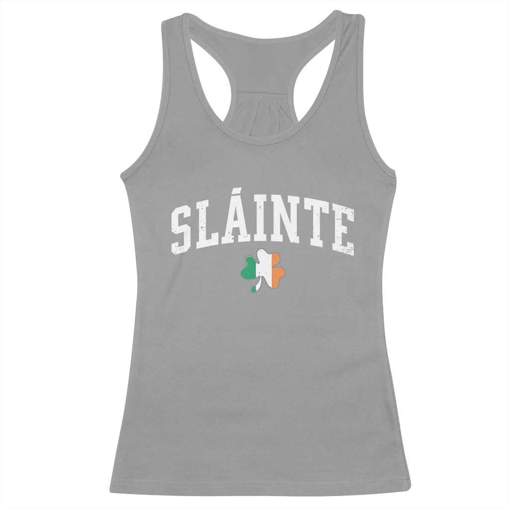 St Patricks Day Racerback Tank Top Retro Slainte Shamrock Lucky Irish Day Gift