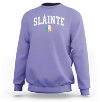Men's crewneck sweatshirt, violet, 'SLAINTE' shamrock graphic on front