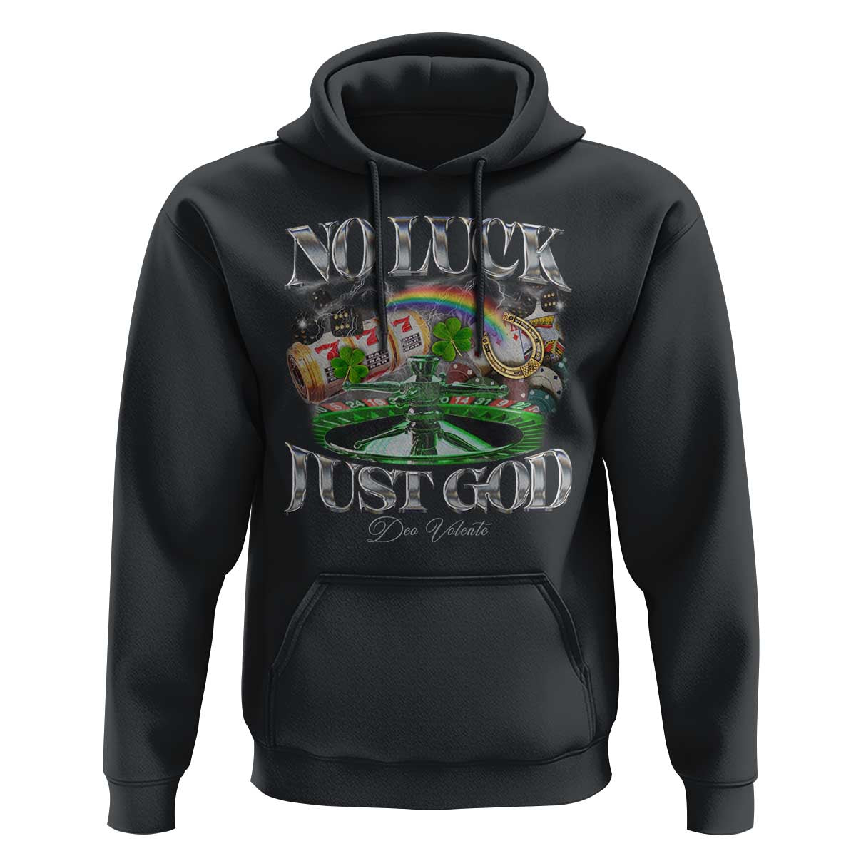 Vintage Christian Hoodie Retro No Luck Just God Funny St Patricks Day