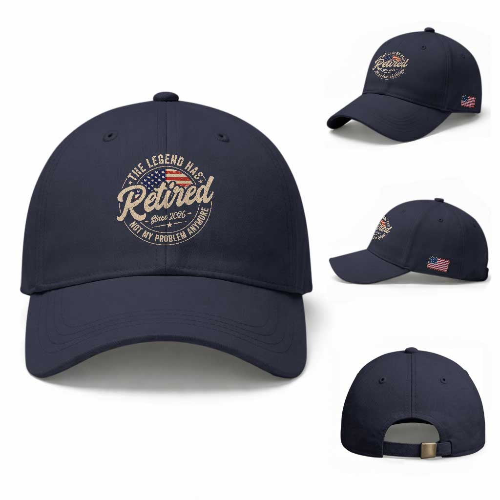 Retired 2026 Baseball Cap Funny Retirement US Flag Retired Not My Problems Anymore