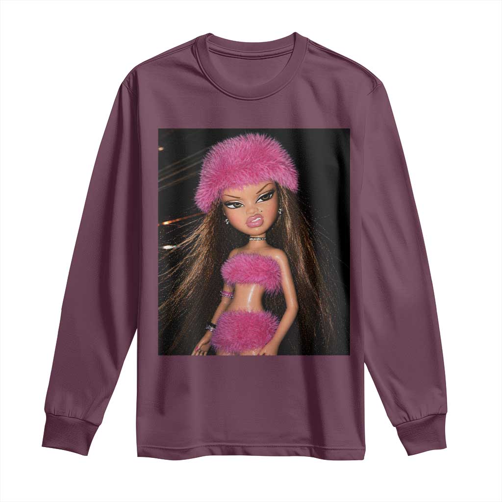 Funny Disgusting Doll Face Meme Long Sleeve Shirt Expression Hilarious Sarcastic