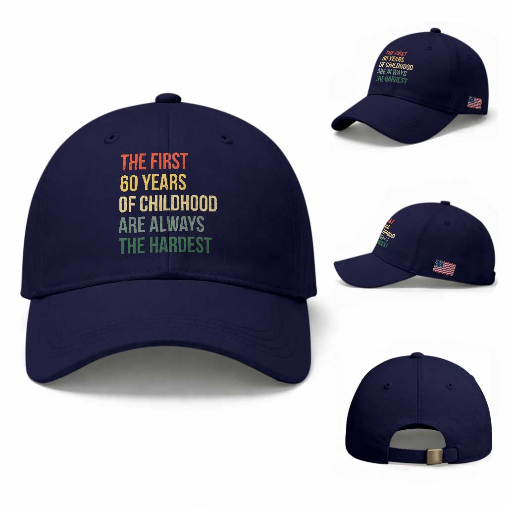 60th Birthday Baseball Cap Retro The First 60 Years Childhood Hardest
