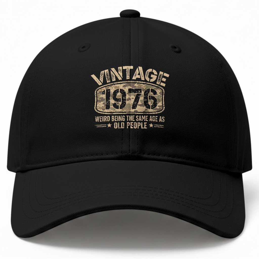 50th Birthday Gift For Men Baseball Cap Retro Camo 1976 Weird Being The Same Age As Old People