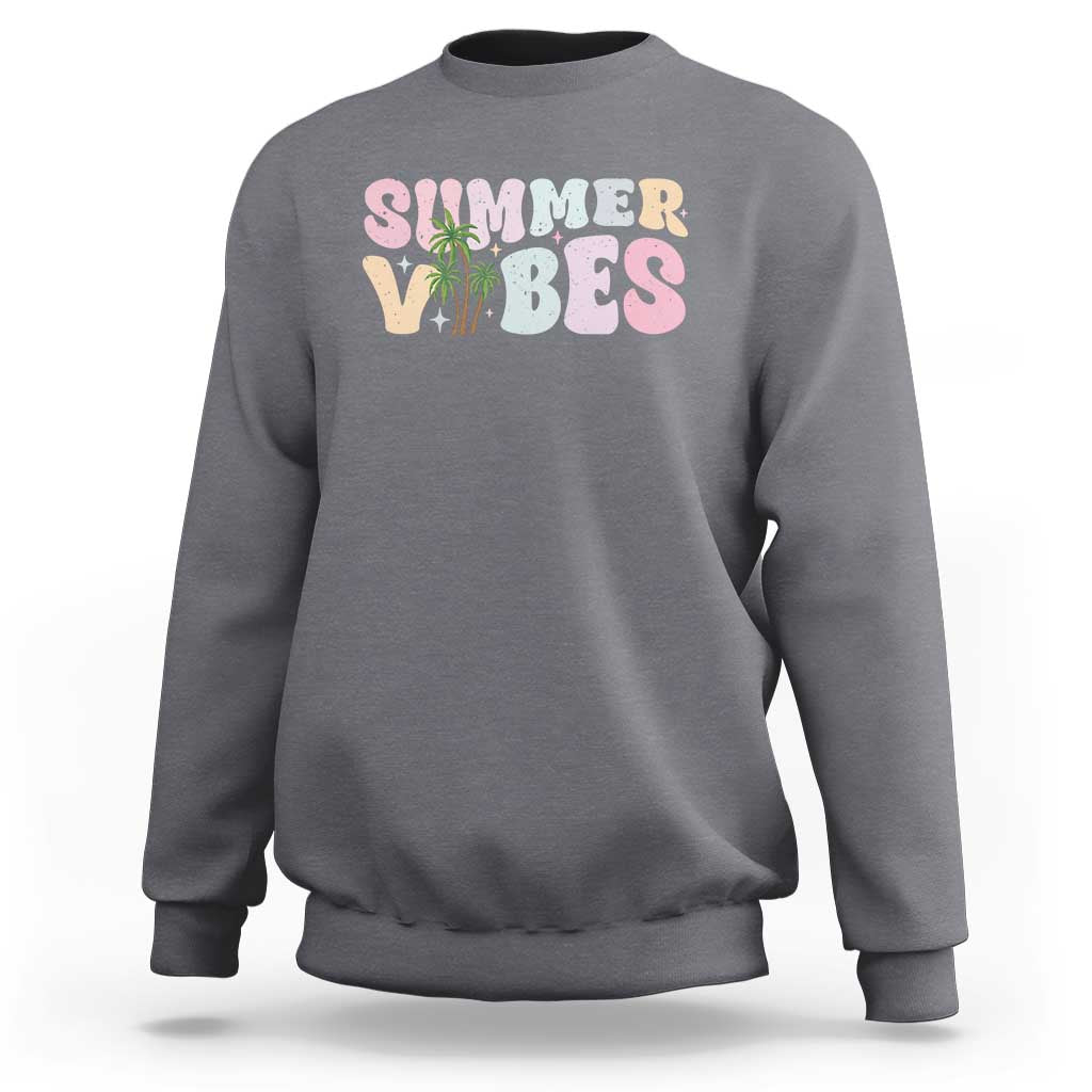 Summer Vibes Sweatshirt Beach Life Gift Distressed Beach Mom - Wonder Print Shop