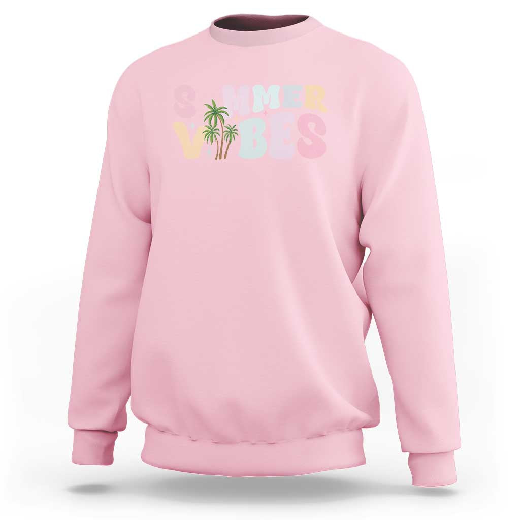 Summer Vibes Sweatshirt Beach Life Gift Distressed Beach Mom - Wonder Print Shop