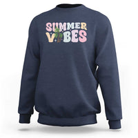 Summer Vibes Sweatshirt Beach Life Gift Distressed Beach Mom - Wonder Print Shop