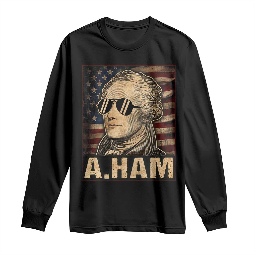 Alexander Hamilton Long Sleeve Shirt Vintage American Flag - Wonder Print Shop