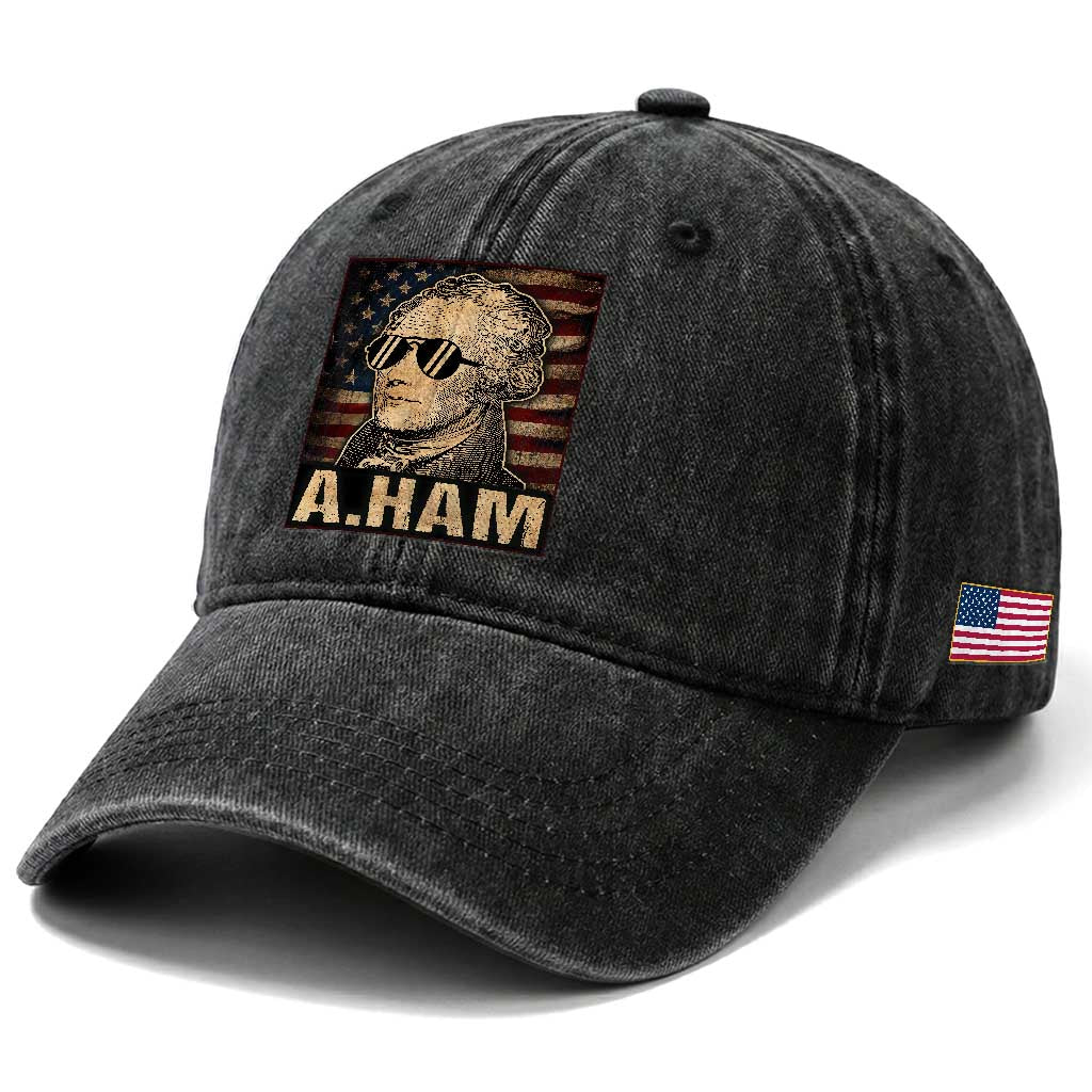Alexander Hamilton Washed Cotton Baseball Cap Vintage American Flag