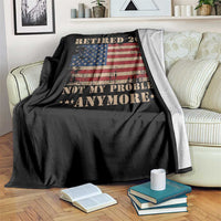 Vintage Retirement 2026 Throw Blanket Retired Not My Problem Anymore Retro American Flag