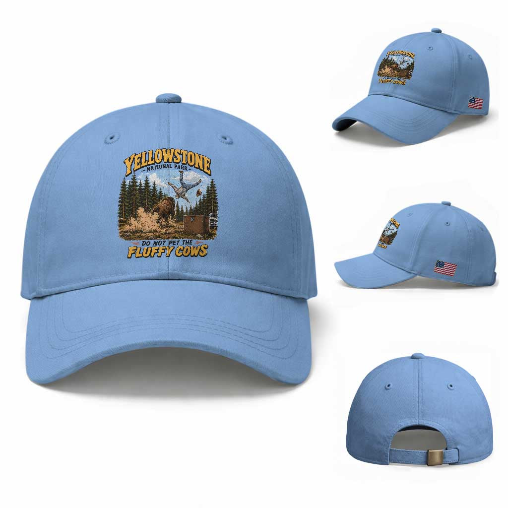 Yellowstone National Park Do Not Pet The Fluffy Cows Bison Baseball Cap
