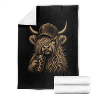 Highland Cow Funny Cute Coffee Lover Graphic Throw Blanket