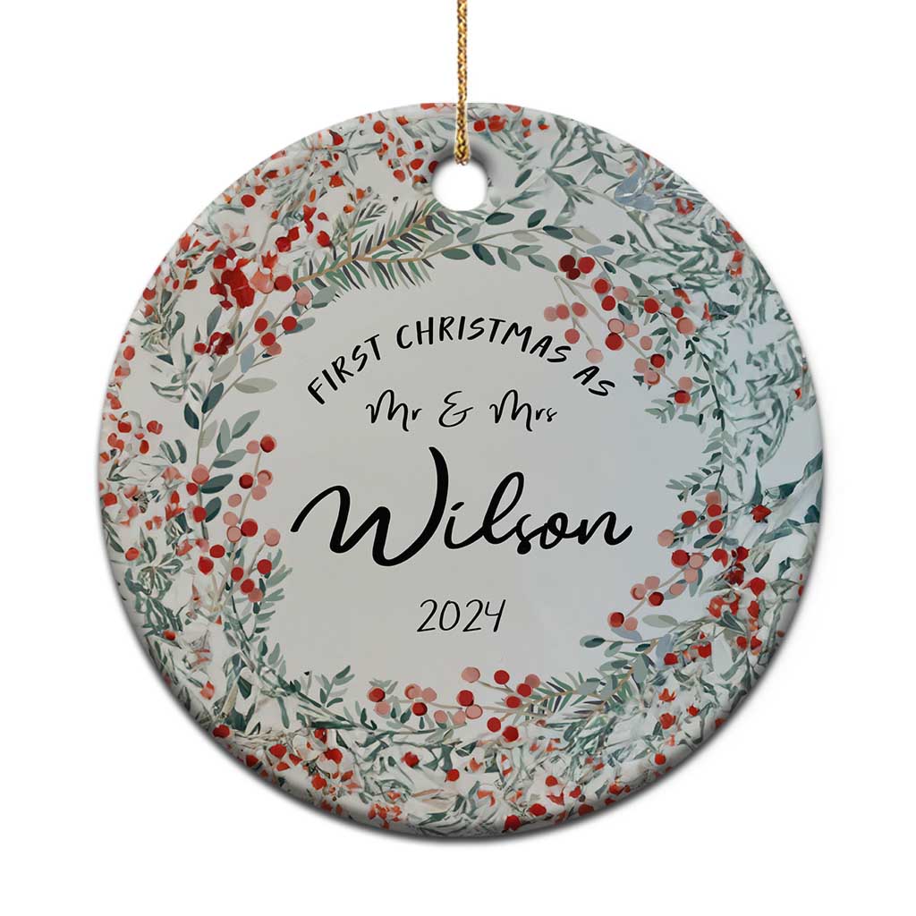 Personalised First Xmas as Mr & Mrs Christmas Ornament Custom Name Wedding Gifts for Newlywed Couple - Wonder Print Shop